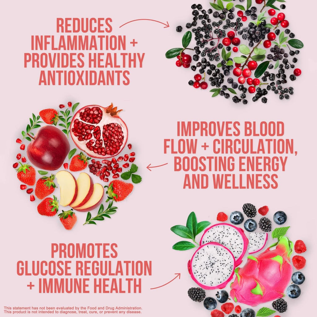 NAKED Reds Superfood Powder - Healthy, Energizing Polyphenol Fruit Powder Mix, No Fillers, No Additives, Vegan, Non-Gmo, Gluten Free - 28 Servings