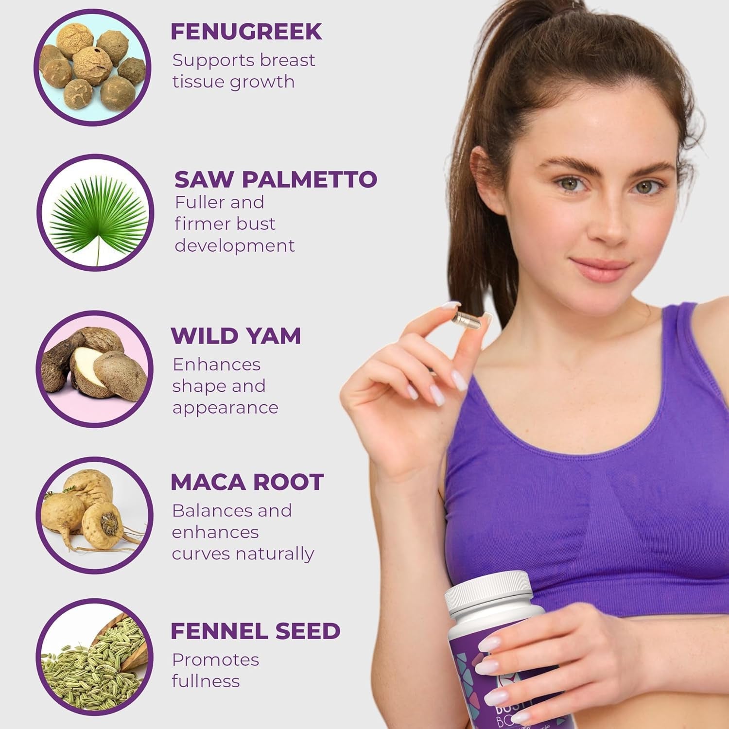 Busty Boost Breast Enhancement Pills - Enhancement & Enlargement Pills for Bigger Boobs & Growth. Natural Fenugreek, Saw Palmetto & Maca Formula. Fuller, Firmer Breasts in 1-2 Months – Made in USA