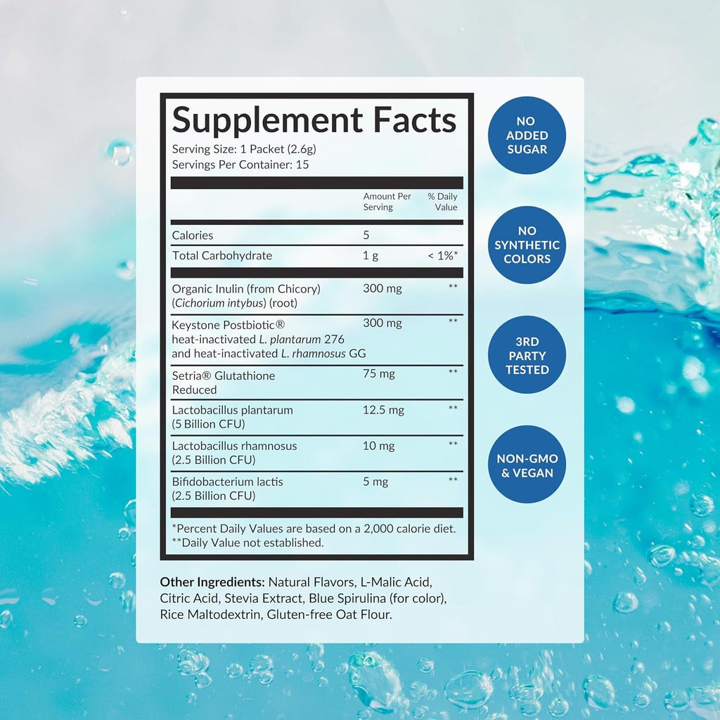 Beam Biotic Probiotics for Women – Gut Health & Digestive Health Powder with Pre, Pro & Postbiotics + Glutathione, Daily Probiotic Drink for Bloating Relief & Gut Balance, 15 Servings, Blue Raspberry