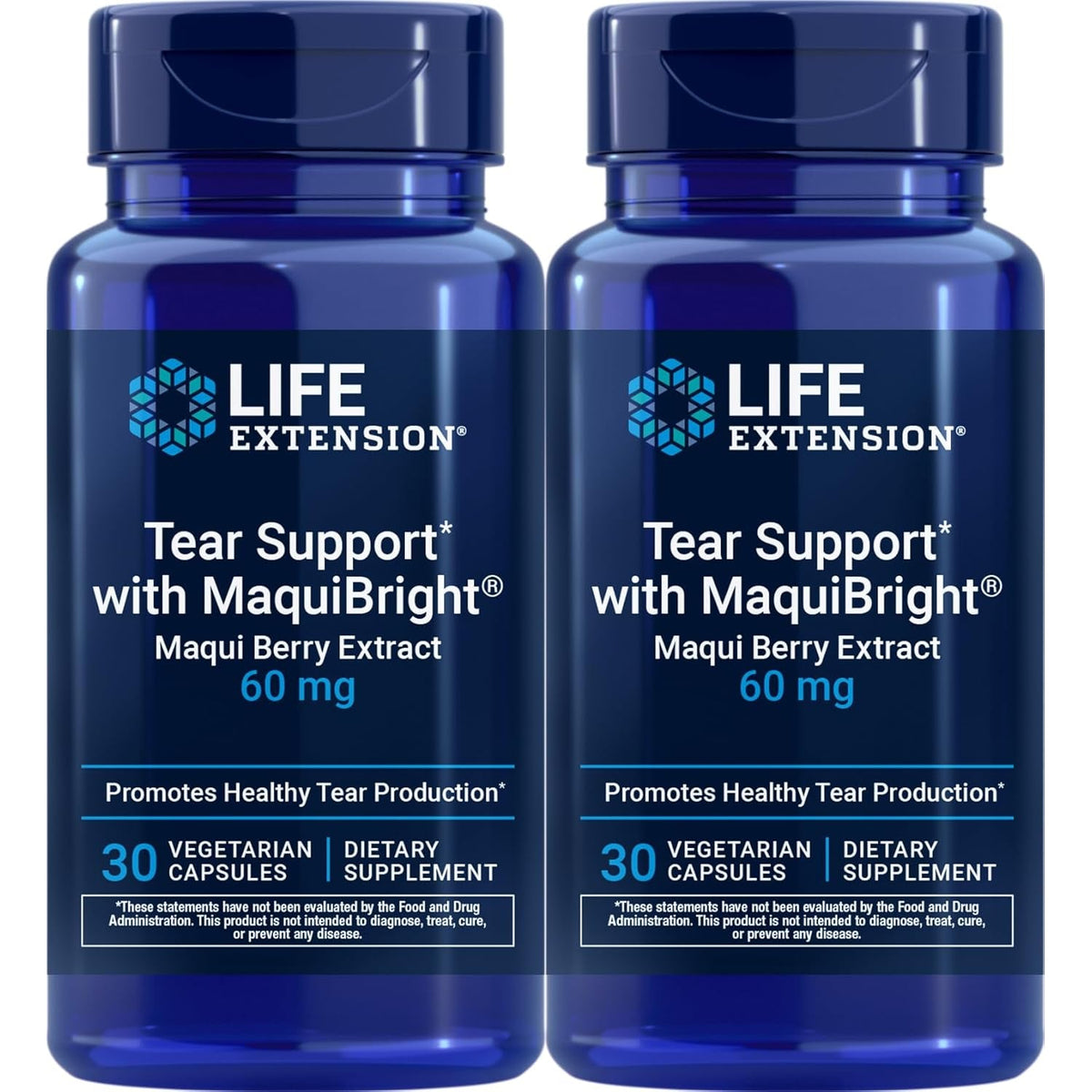 Life Extension Tear Support with Maquibright 60 Mg, 30 Vegetarian Capsules (Pack of 2)