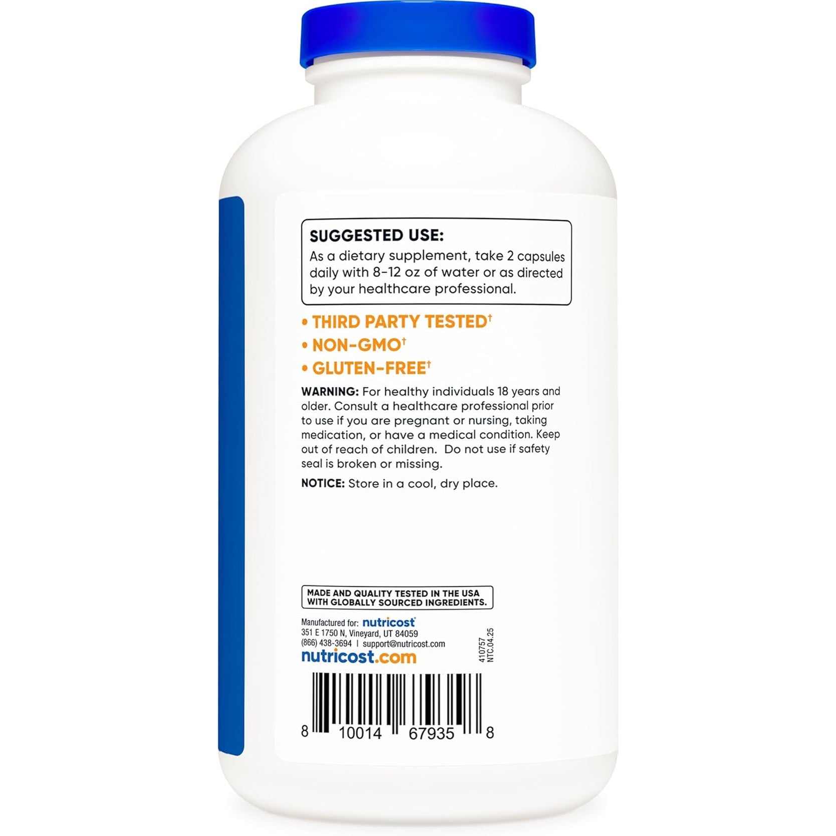 Nutricost L-Lysine 1000Mg per Serving, 250 Servings, 500 Capsules - Gluten Free, Non-Gmo, 500Mg per Capsule