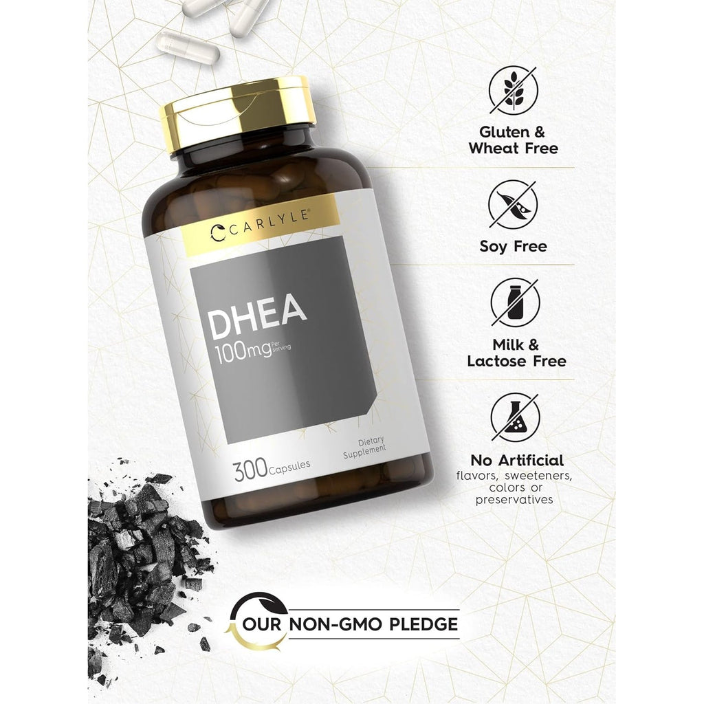 Carlyle DHEA 100Mg Supplement | 300 Capsules | for Women and Men | Non-Gmo & Gluten Free