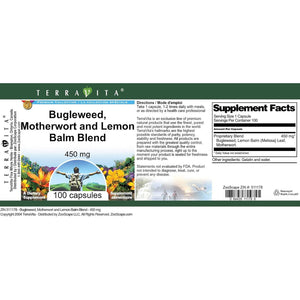 Terravita Thyroid Support - Bugleweed, Motherwort and Lemon Balm - 450 Mg (100 Capsules, ZIN: 511178)