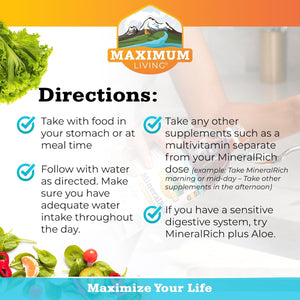 Maximum Living Mineralrich Minerals Supplement with Aloe - Liquid Blend of Vitamins and Trace Minerals - 32 Oz