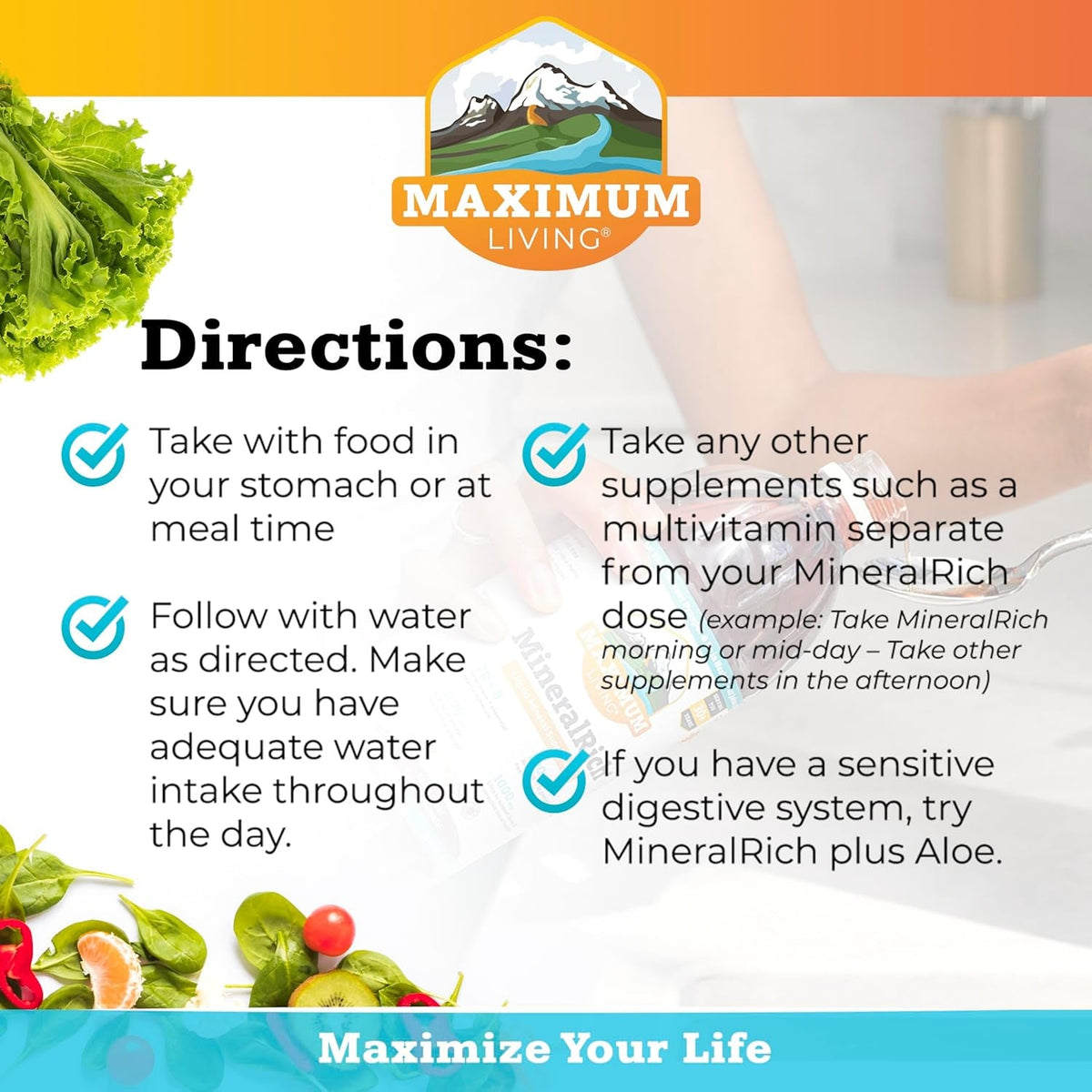 Maximum Living Mineralrich Minerals Supplement with Aloe - Liquid Blend of Vitamins and Trace Minerals - 32 Oz