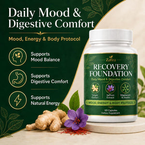 Zafira Recovery Foundation Capsules, Mood & Digestive Support with Saffron, Ginger, Non-Gmo, Gluten-Free, 60 Capsules (1 Pc)