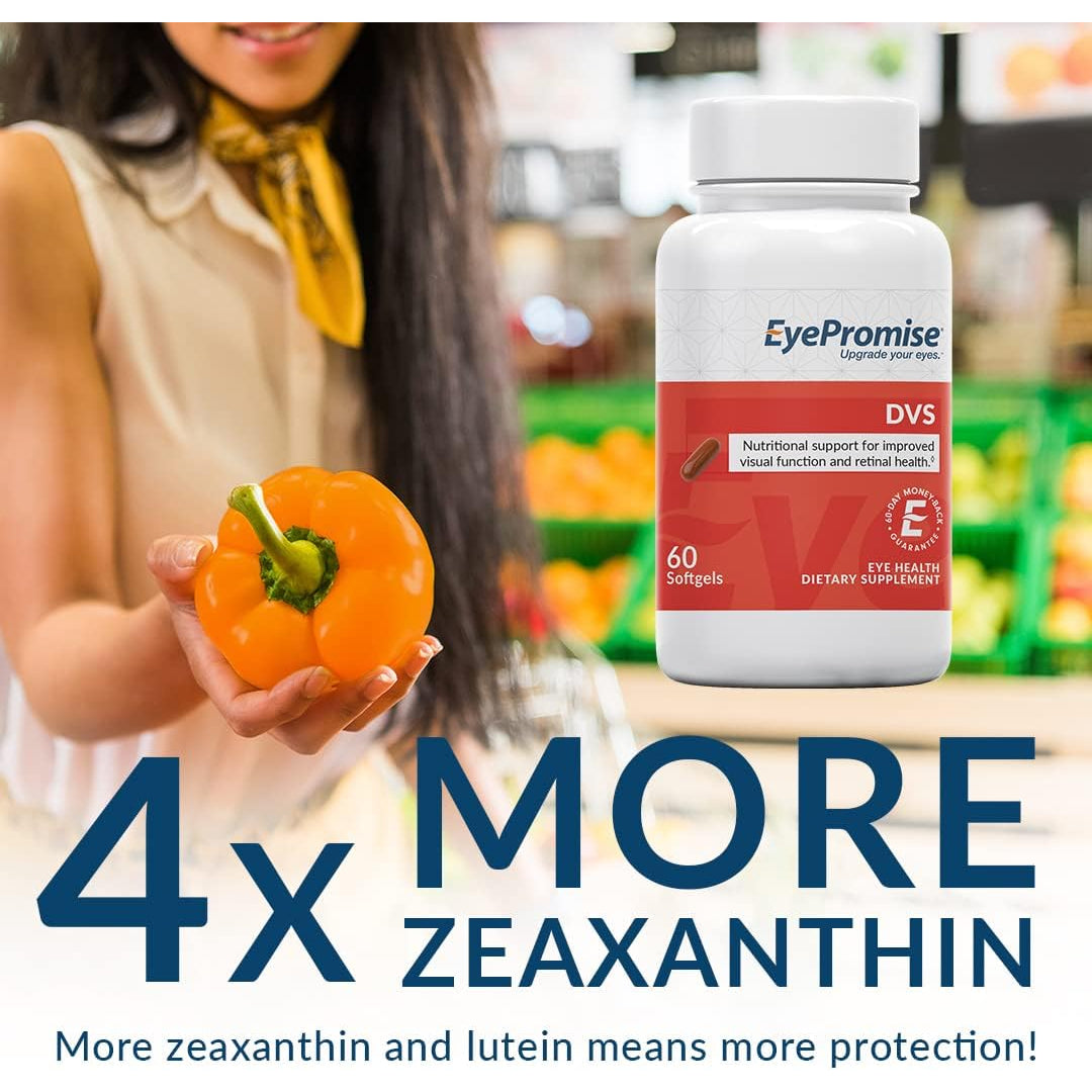 Eyepromise DVS Eye Vitamin - 60 Softgels, 30-Day Supply - Eye Supplement with Zeaxanthin and Lutein for Retinal Support & Improved Visual Function