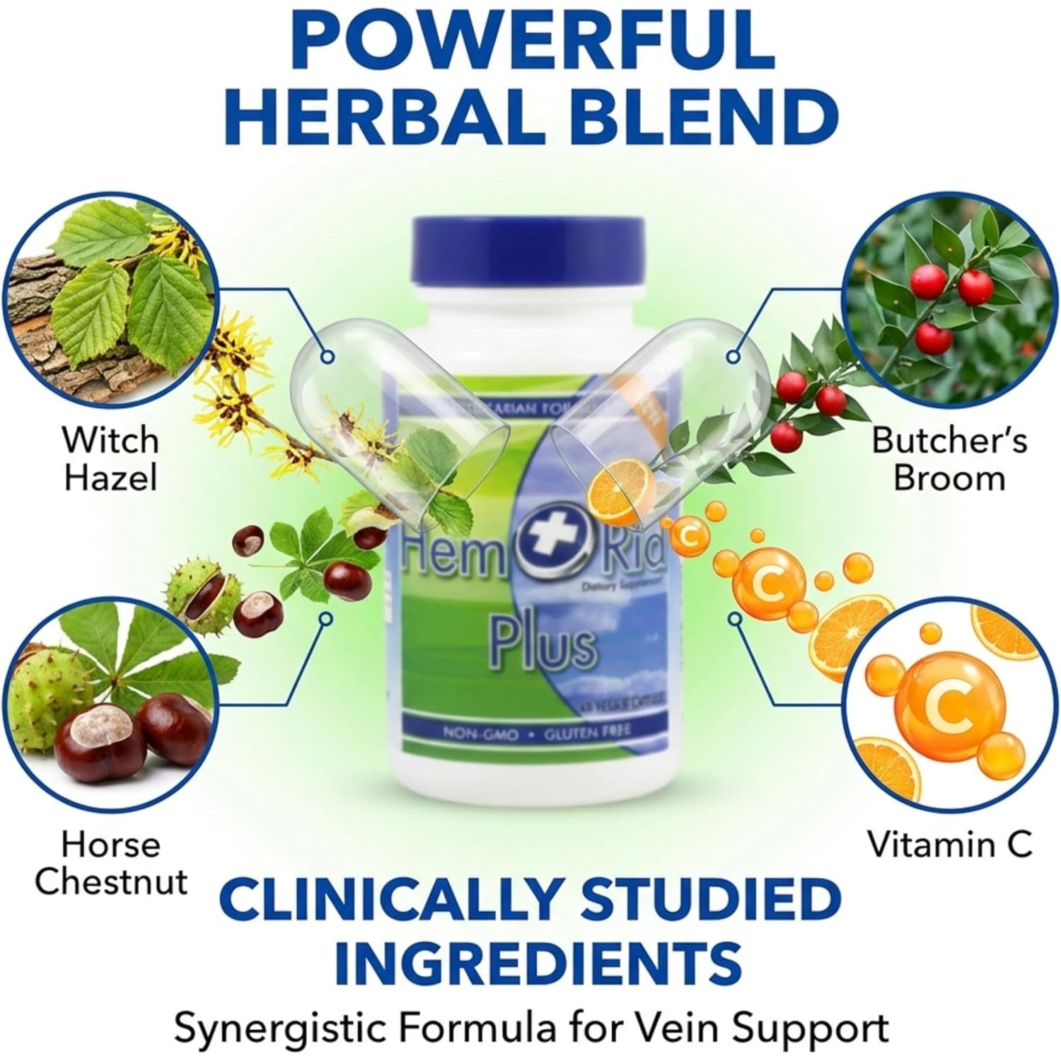 Hemrid plus Advanced Herbal Comfort Formula - 45 Veggie Capsules for Enhanced Comfort & Wellness, Featuring Horse Chestnut, Witch Hazel & More - Proudly Made in the USA