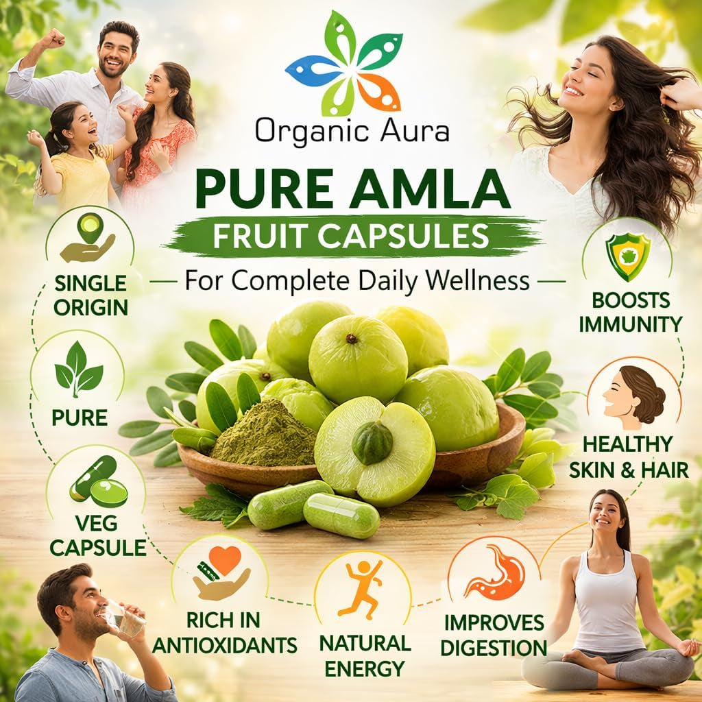 AMLA Capsules. 1000Mg per Serving, 120 Veg Capsules. Raw Green Whole Superfood. All Natural, Fresh and Original. No GMO and Gluten Free.