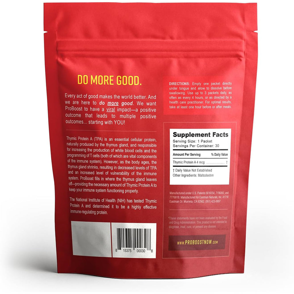 Thymic Protein a Powder Packets (4 Mcg TPA) – Immune System Support Supplement - All Natural, Non-Gmo Formula - 30 Packets