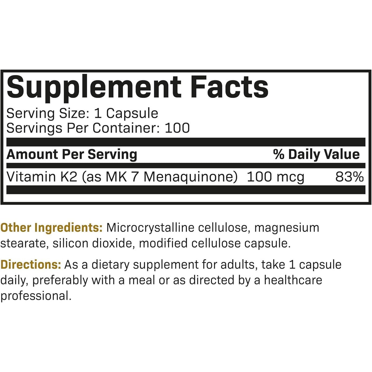 Futurebiotics Vitamin K2 as MK-7 100 Mcg, Supports Strong Bones - Non-Gmo, 100 Vegetarian Capsules
