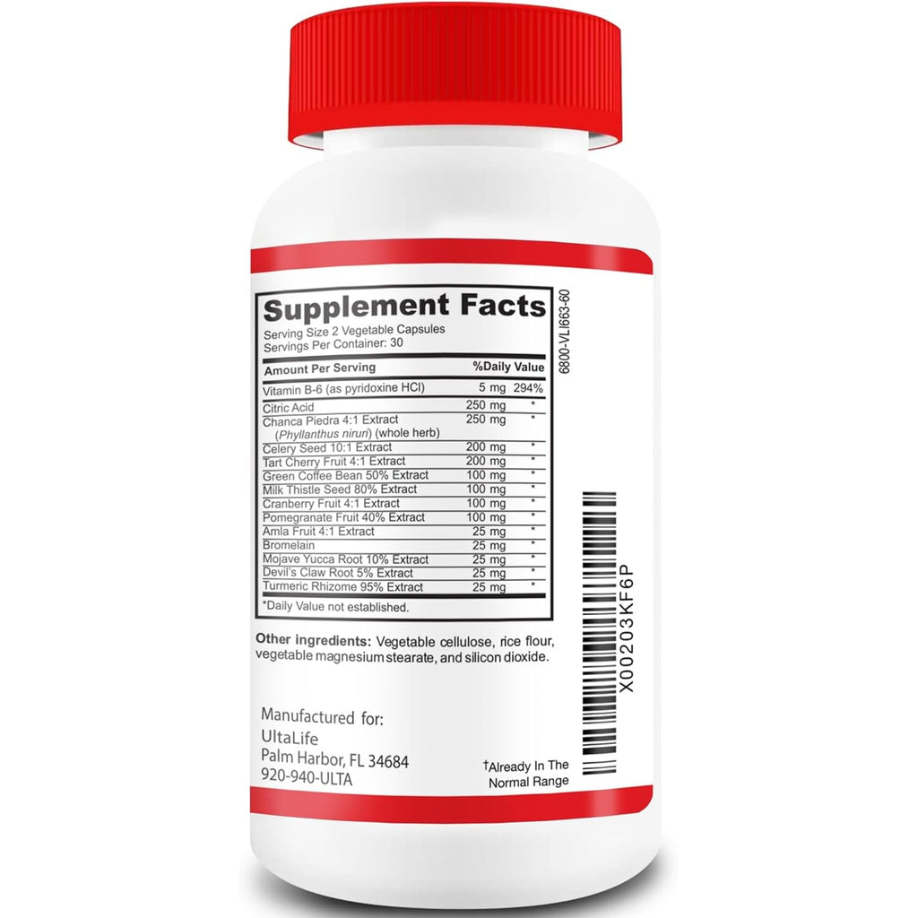 #1 URIC GO Uric Acid Cleanse Support Supplement for G.O.U.T - Natural Kidney Cleanse Detox Formula Chanca Piedra, Celery Seed, Tart Cherry, Cranberry, Pomegranate, Turmeric, Vegan Non-Gmo 60 Capsules