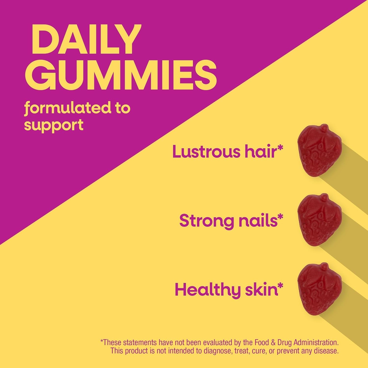 Nature'S Way Alive! Hair, Skin & Nails Gummies with Collagen and Biotin, Advanced Beauty Formula Supplement with Antioxidant Vitamins C & E*, Strawberry Flavored, 60 Gummies