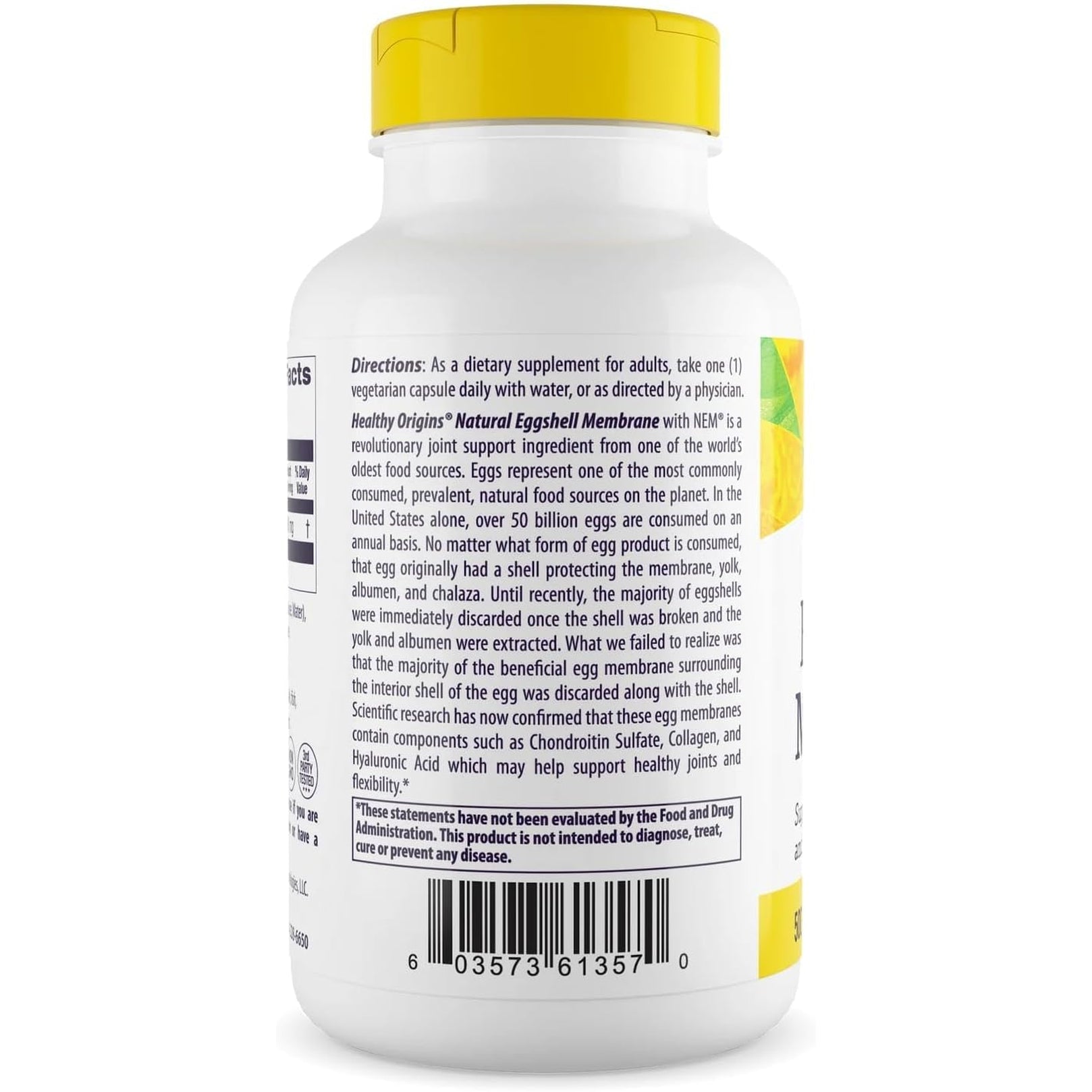 Healthy Origins NEM Eggshell Membrane 500 Mg, 120 Veggie Capsules - Clinically Studied, USA Sourced - Fast-Acting Supplement for Joint Comfort, Flexibility & Mobility - 4 Month Supply