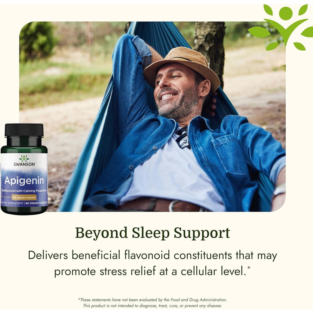 Swanson Apigenin – Sleep and Relaxation Supplement – Natural Support – 90 Caps, 50 Mg (Packaging May Vary)