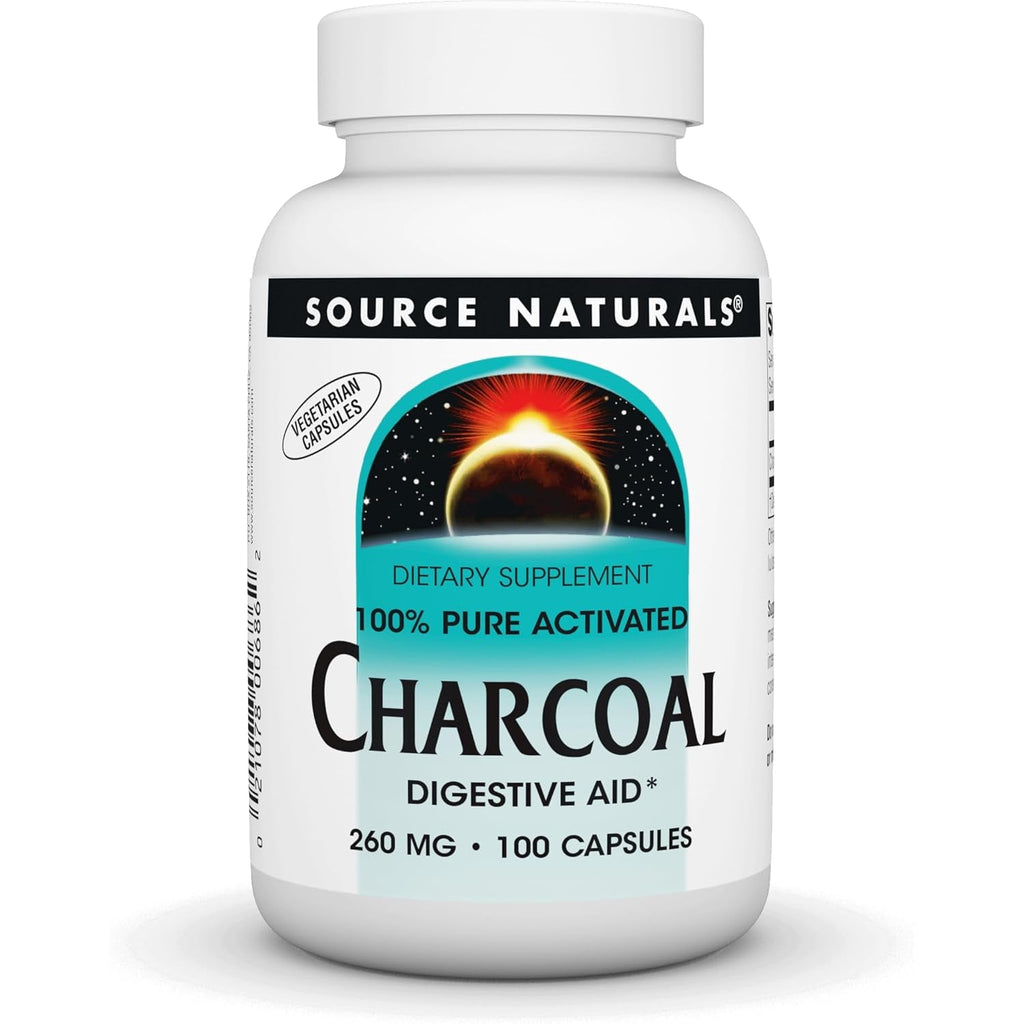 Source Naturals Charcoal - 100% Pure Activated, Digestive Aid - 100 Capsules