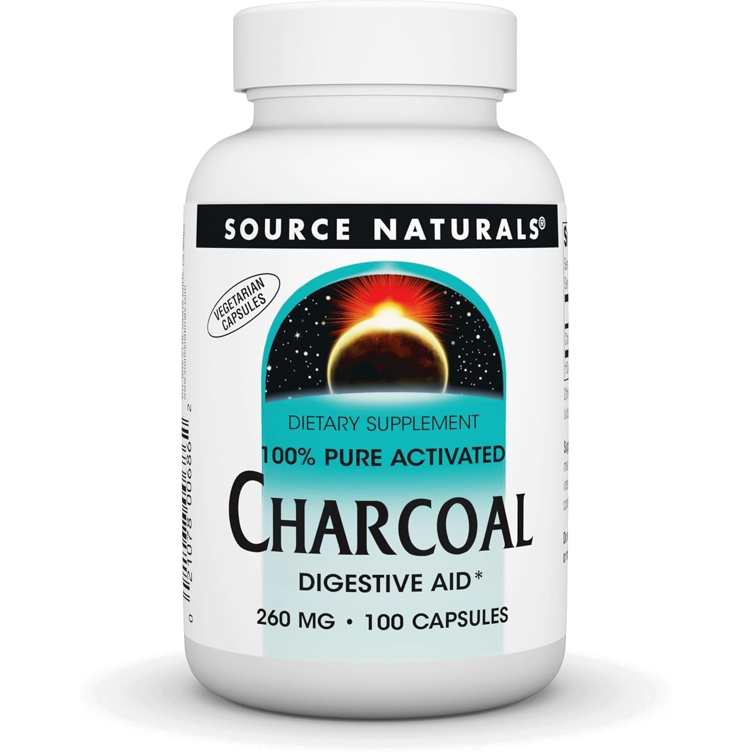 Source Naturals Charcoal - 100% Pure Activated, Digestive Aid - 100 Capsules