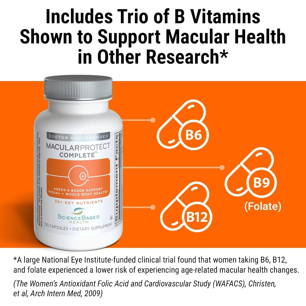 Sciencebased Health Macularprotect Complete – AREDS 2 Eye Health Supplement & Daily Multivitamin – 30+ Nutrients with Lutein & Zeaxanthin – Supports Vision & Whole Body Health – 120 Capsules