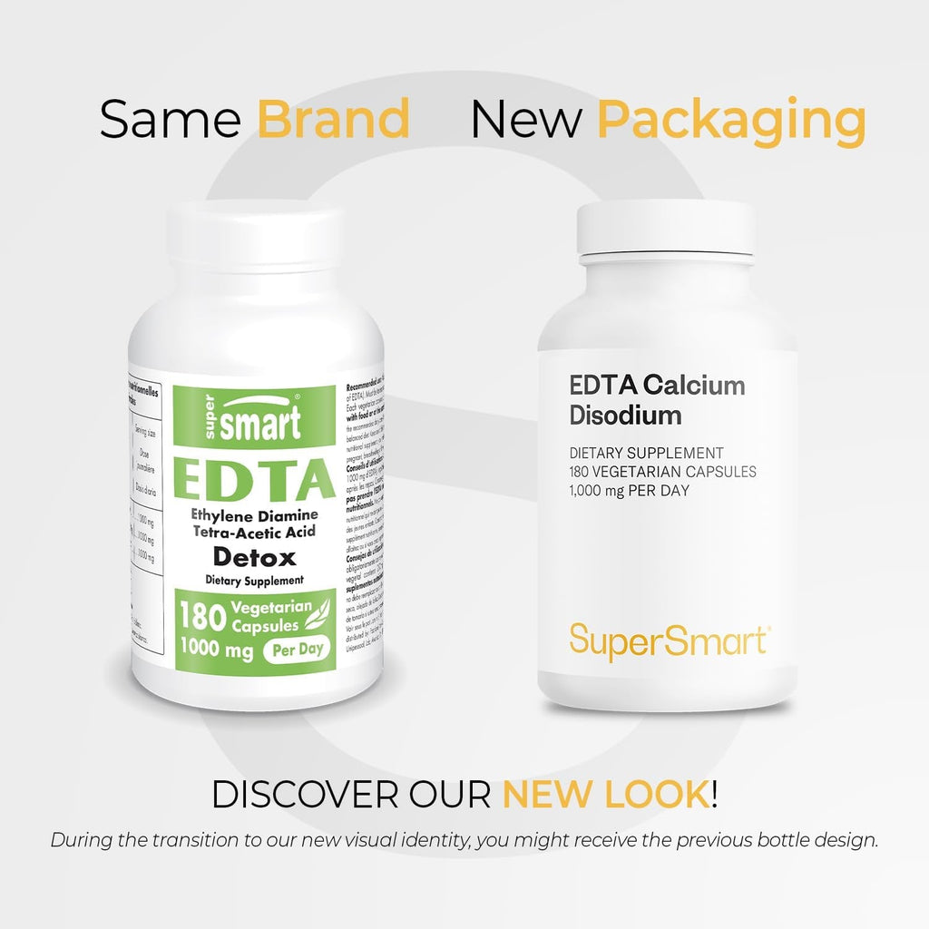 Supersmart - EDTA 1000Mg per Day - Calcium Disodium EDTA Supplement | Non-Gmo & Gluten Free - 180 Vegetarian Capsules