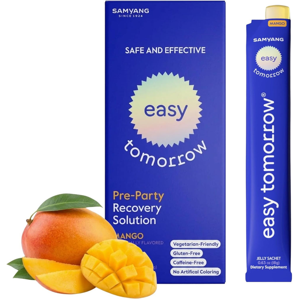 EASY TOMORROW - Natural Energy & Morning Vitality Jelly Stick - Daily Korean Skin Health Supplement & after Drinking Support with DHM & Glutathione - K-Beauty Inspired (Mango Flavor, 10 Sticks)
