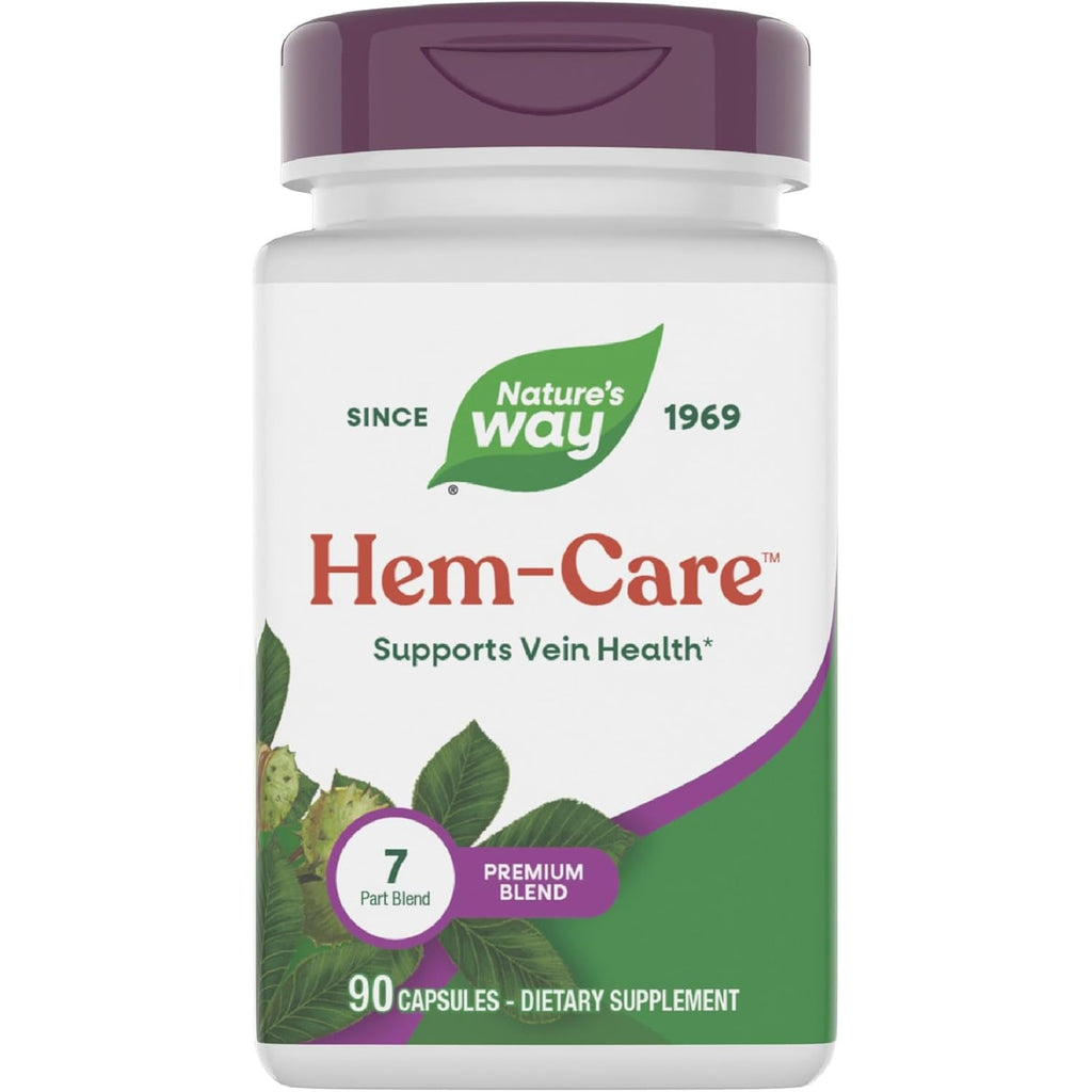 Nature'S Way Premium Hem-Care, Unique Vein Health Blend*, with Vitamins C & E, Choline, Calcium, Phosphorus, Horse Chestnut Extract, and Japanese Sophora Extract, 90 Capsules (Packaging May Vary)