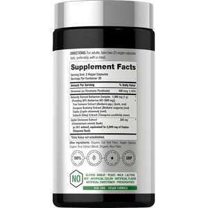 Horbäach Berberine Complex Supplement | 60 Vegan Capsules | with Ceylon Cinnamon & Chromium | Naturally Derived | Non-Gmo, Gluten Free Formula