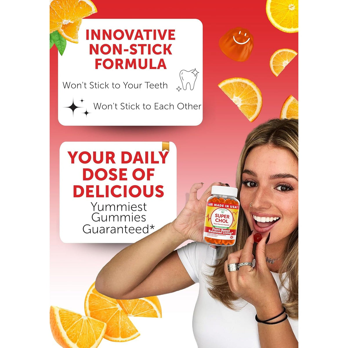 Lunakai USA Made Super Chol Gummies – 1200Mg Plant Sterols & Stanols for Natural Cholesterol Support – Daily Phytosterol Supplement for Adults, 60Ct