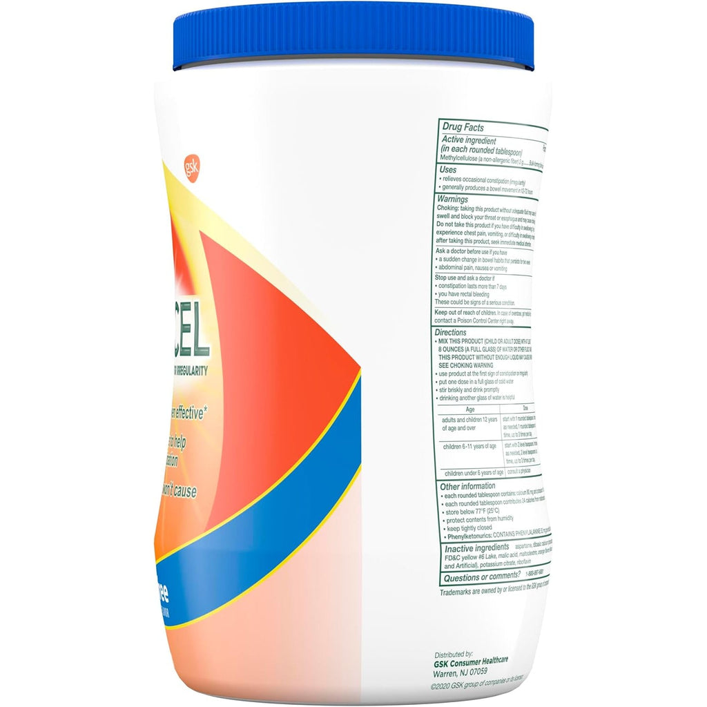 CITRUCEL Sugar Free Fiber Powder for Occasional Constipation Relief, Methylcellulose Fiber Powder, Orange Flavor - 32 Ounces