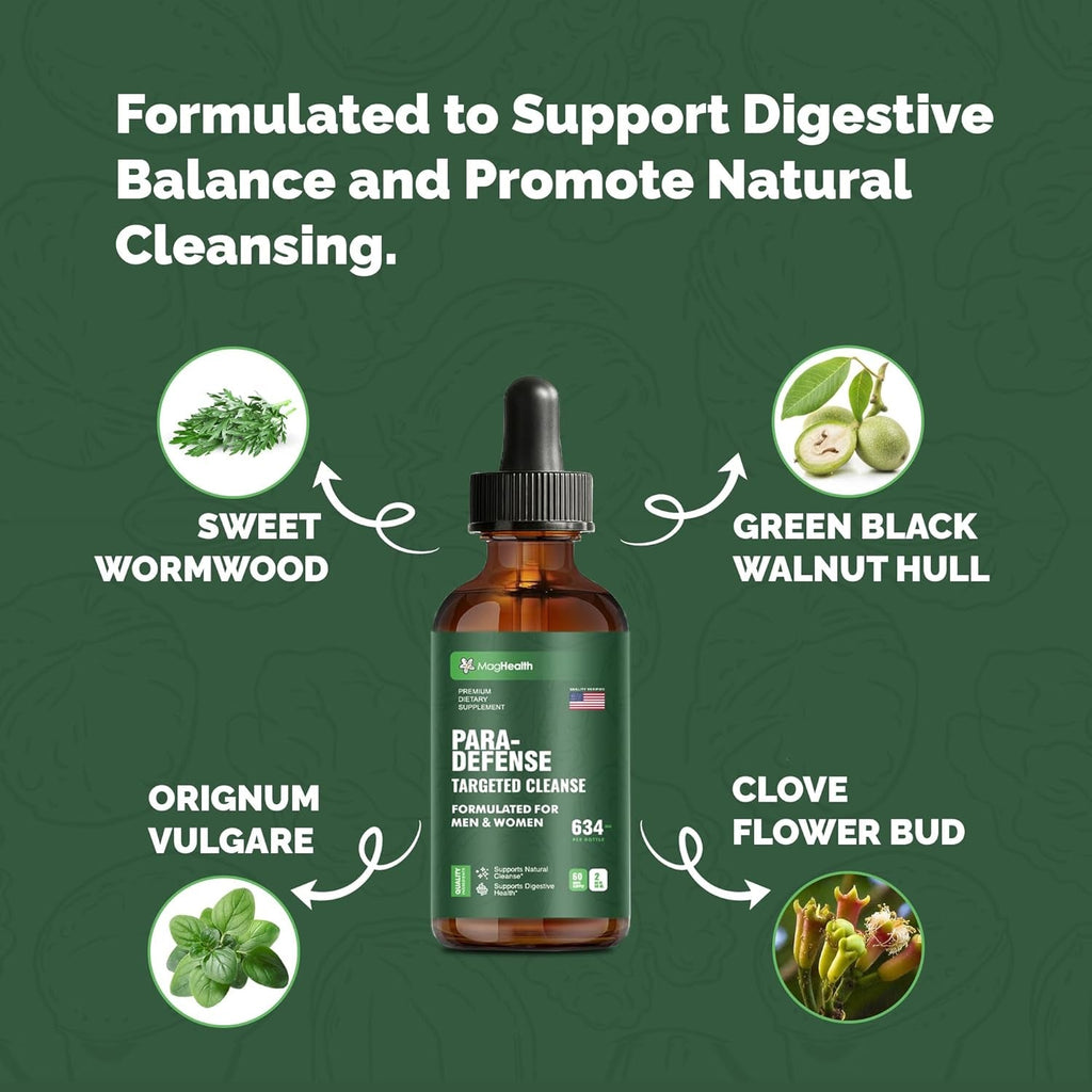 Wormwood Black Walnut Clove Tincture | 3Rd Party Tested Digestive Support Drops | Sweet Wormwood, Green Walnut Hull & Clove Extract Liquid for Gut Wellness | 2 Oz, 60 Servings