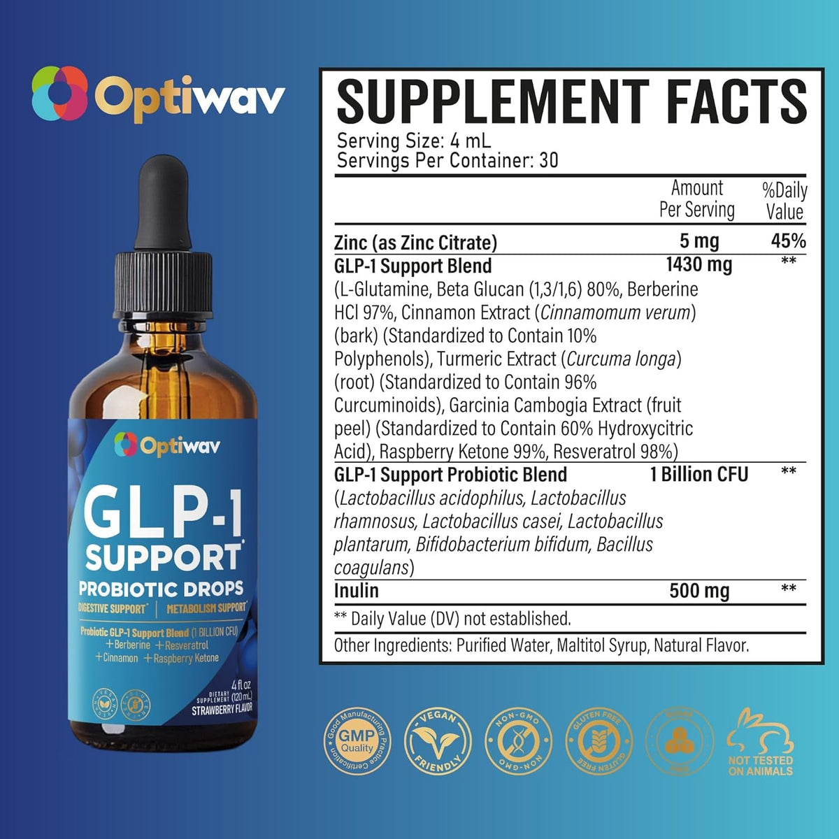 GLP-1 Support Probiotic Supplement for Weight Loss Fat Burner Support - Daily Natural Herbal Supplement for Women Men Digestive & Metabolic Health