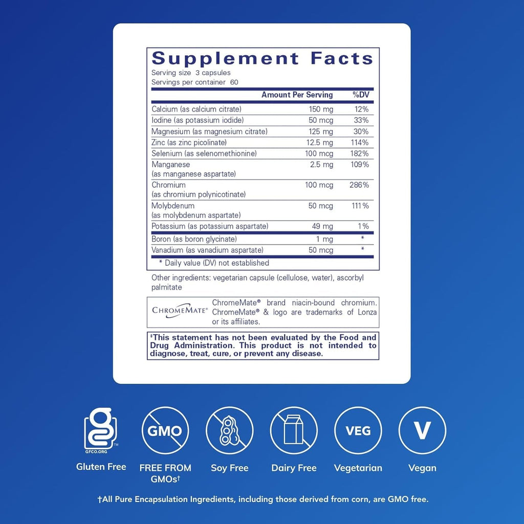 Pure Encapsulations Mineral 650 without Copper & Iron | Hypoallergenic Combination of Balanced Chelated|Minerals | 180 Capsules