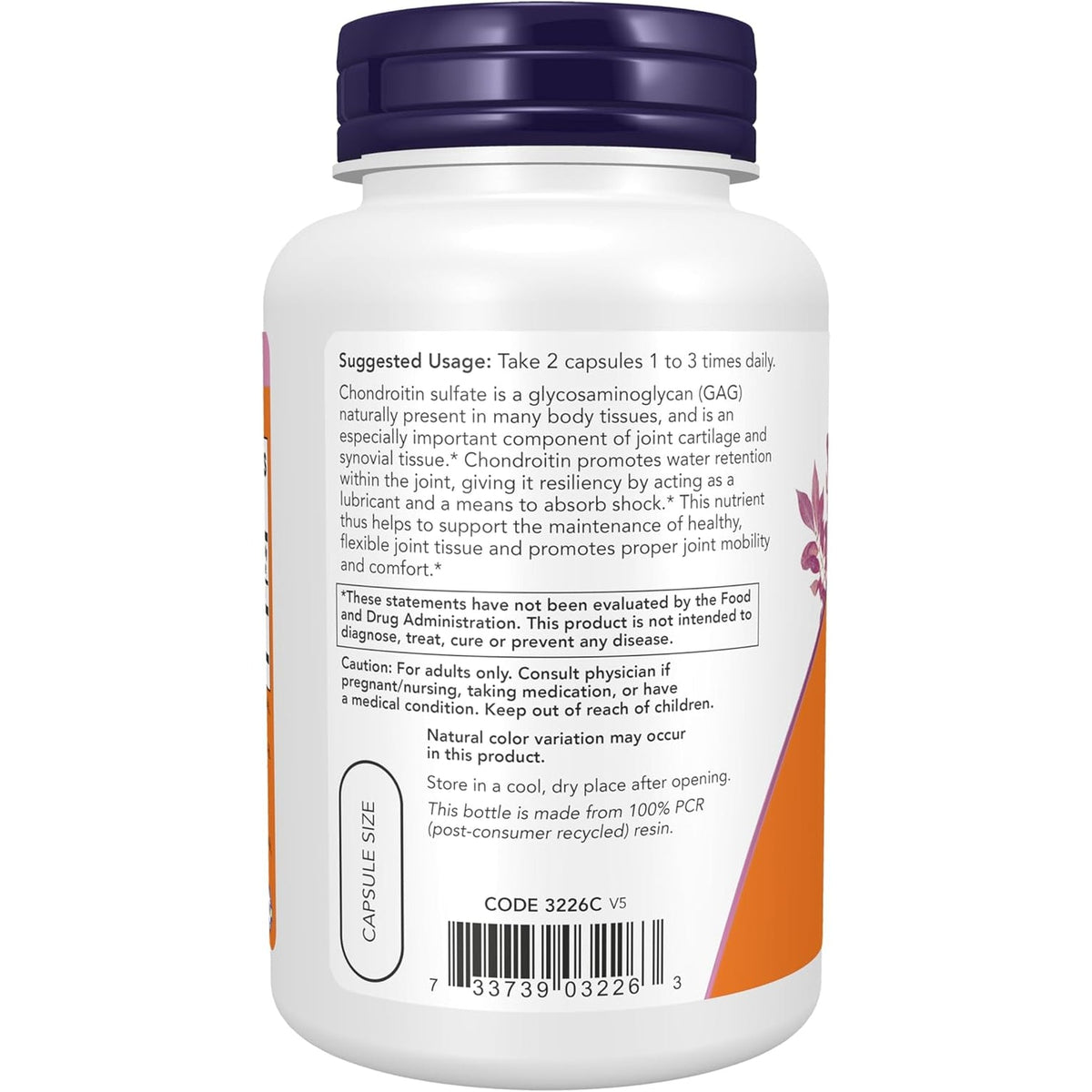 NOW Foods Supplements, Chondroitin Sulfate 600 Mg (A Glycosaminoglycan), Joint Health*, 120 Capsules