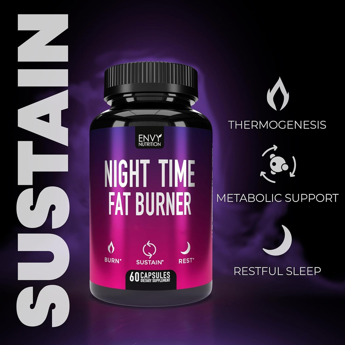 Night Time Fat Burner Supplements with Green Coffee Bean Extract - 60 Capsules