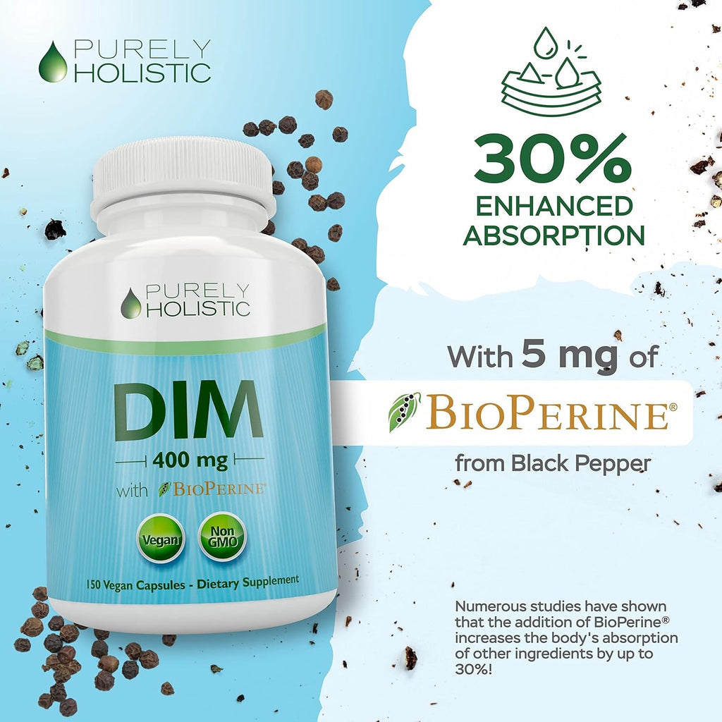 DIM Supplement 400MG | Extra Strength | Estrogen & Hormone Balance for Men and Women | Five Month Supply | Menopause, Prostate & Energy Support | Diindolylmethane | Vegan & Non-Gmo | 150 Capsules