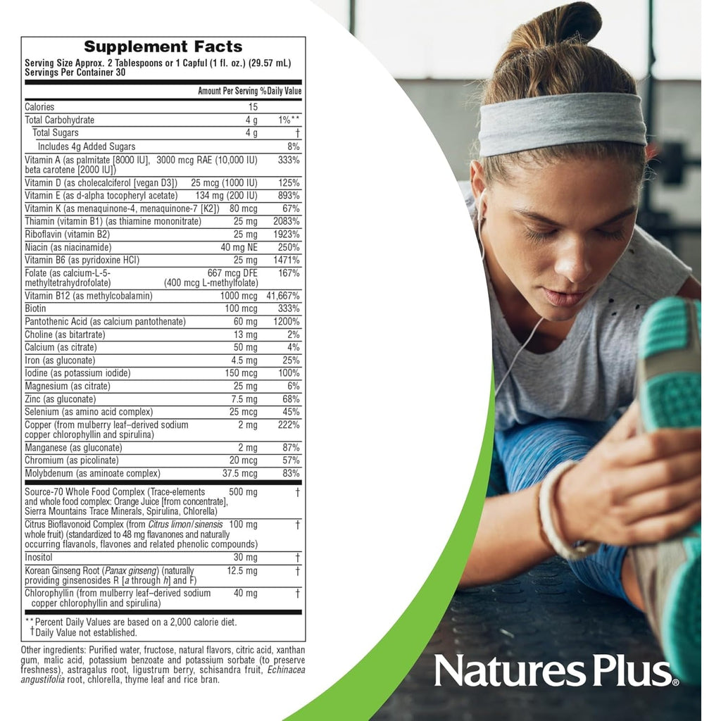 Naturesplus Source of Life Liquid, Tropical Fruit - 30 Fl Oz - Multivitamin & Mineral Supplement - Gluten Free, Vegetarian - 30 Servings