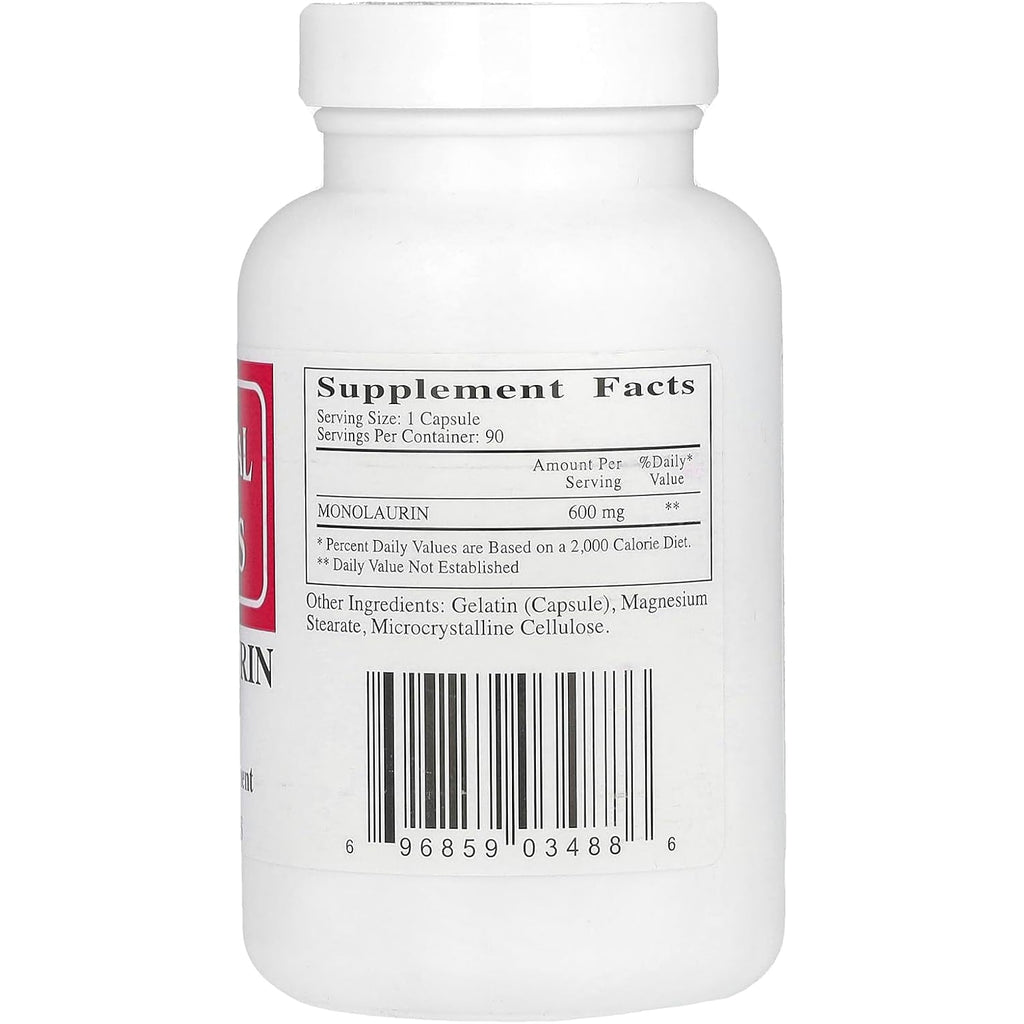 Ecological Formulas Monolaurin 600 Mg, Creamy White,Capsule, 90 Count (MONOL-600-90)