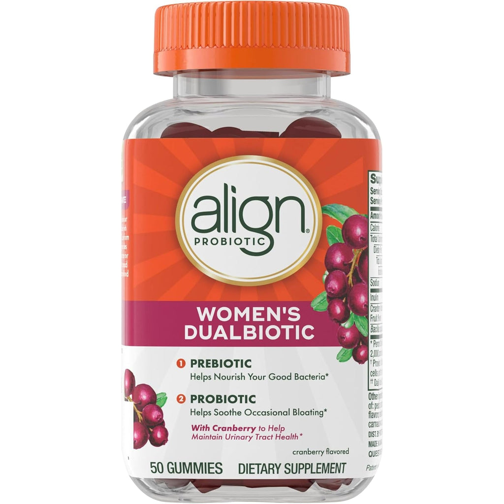 Align Probiotic, Women'S Dualbiotic, Womens Probiotic Gummies, Prebiotics and Probiotics for Women, with Cranberry for Urinary Tract Health*, Cranberry Flavor, 50 Gummies