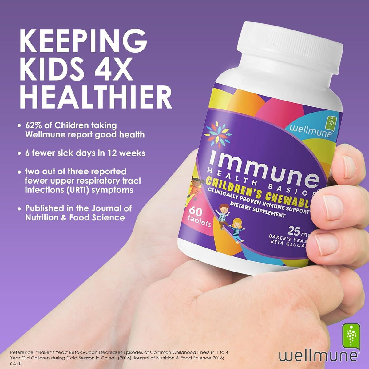 Children'S Chewable Tablets, Wellmune Clinically Proven Highly Purified Beta Glucan Immunity Supplements for Children, Kids-Approved!