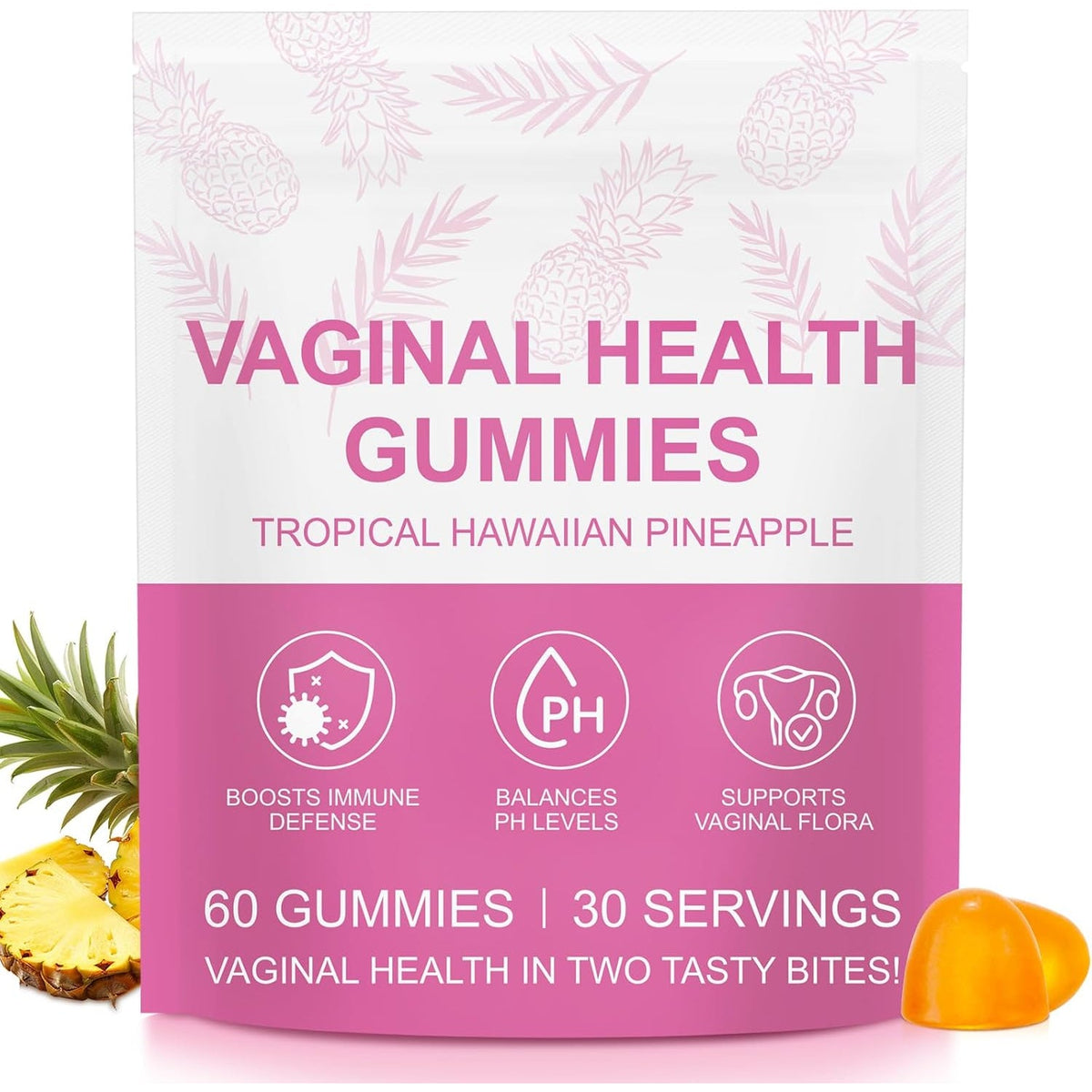 Vital Source Feminine Gummies - Feminine Balance Gummies for Women Ph Natrual Famale Balance Cummie - Collagen Gummie - Pineapple PH Balance Gummie for Women Support Women’S Health - 60PCS