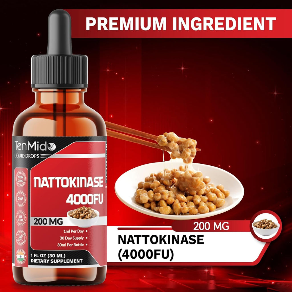 Nattokinase Supplement Liquid Drops | Nattokinase 4000 FU | High Absorption | Alcohol-Free | Vegan, Non-Gmo | 30Ml 1Fl Oz