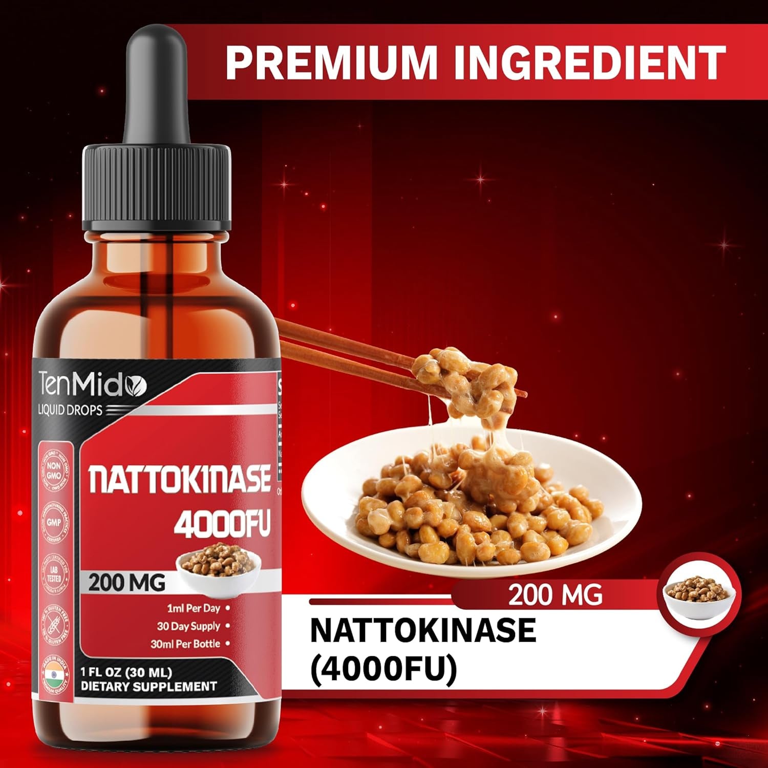 Nattokinase Supplement Liquid Drops | Nattokinase 4000 FU | High Absorption | Alcohol-Free | Vegan, Non-Gmo | 30Ml 1Fl Oz
