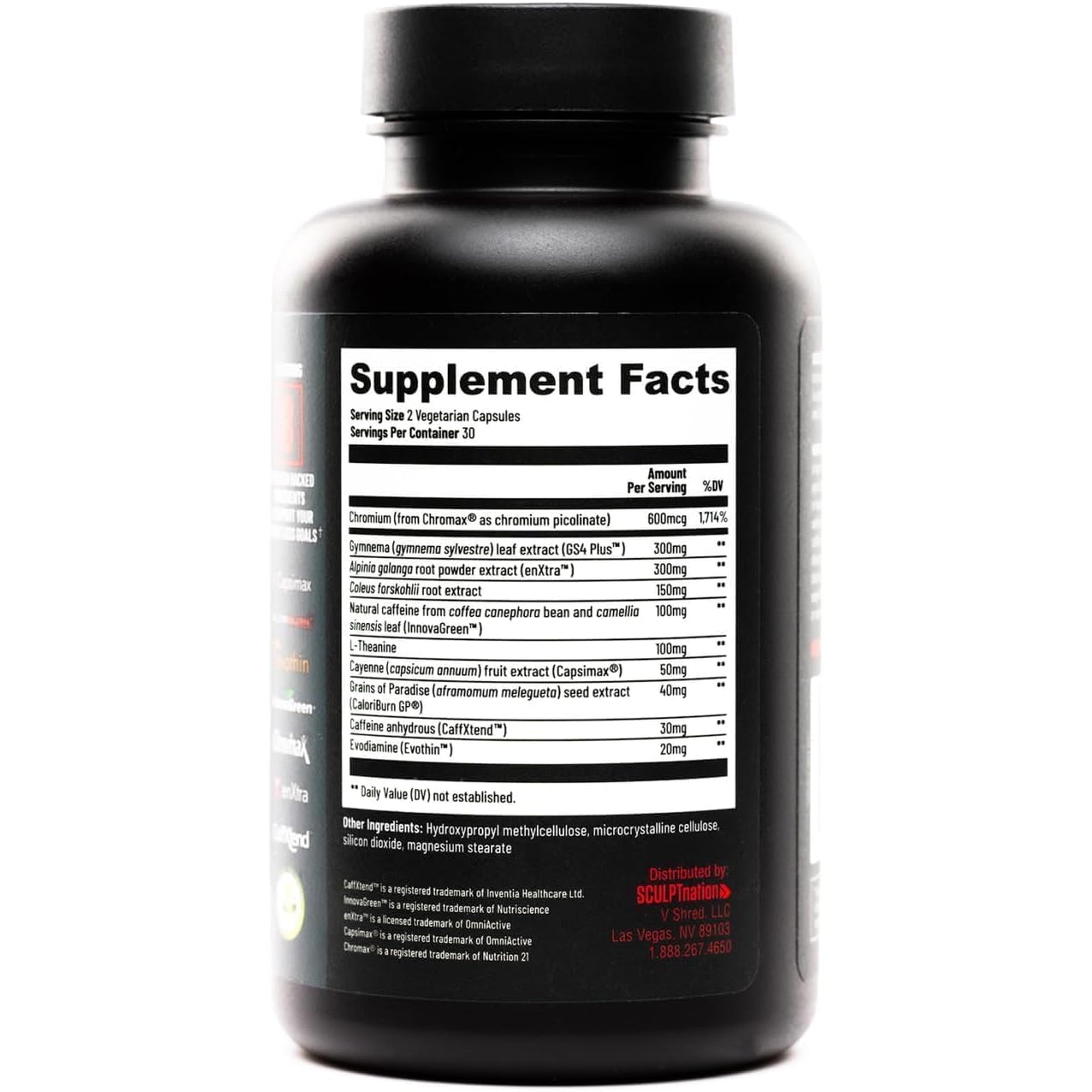 Sculpt Nation by V Shred Burn Thermogenic Fat Burner for Men & Women - Daytime Fat Burner Metabolism Booster - Premium Capsimax Cayenne Pepper, Chromax, Patented Ingredients - 60 Natural Veggie Pills