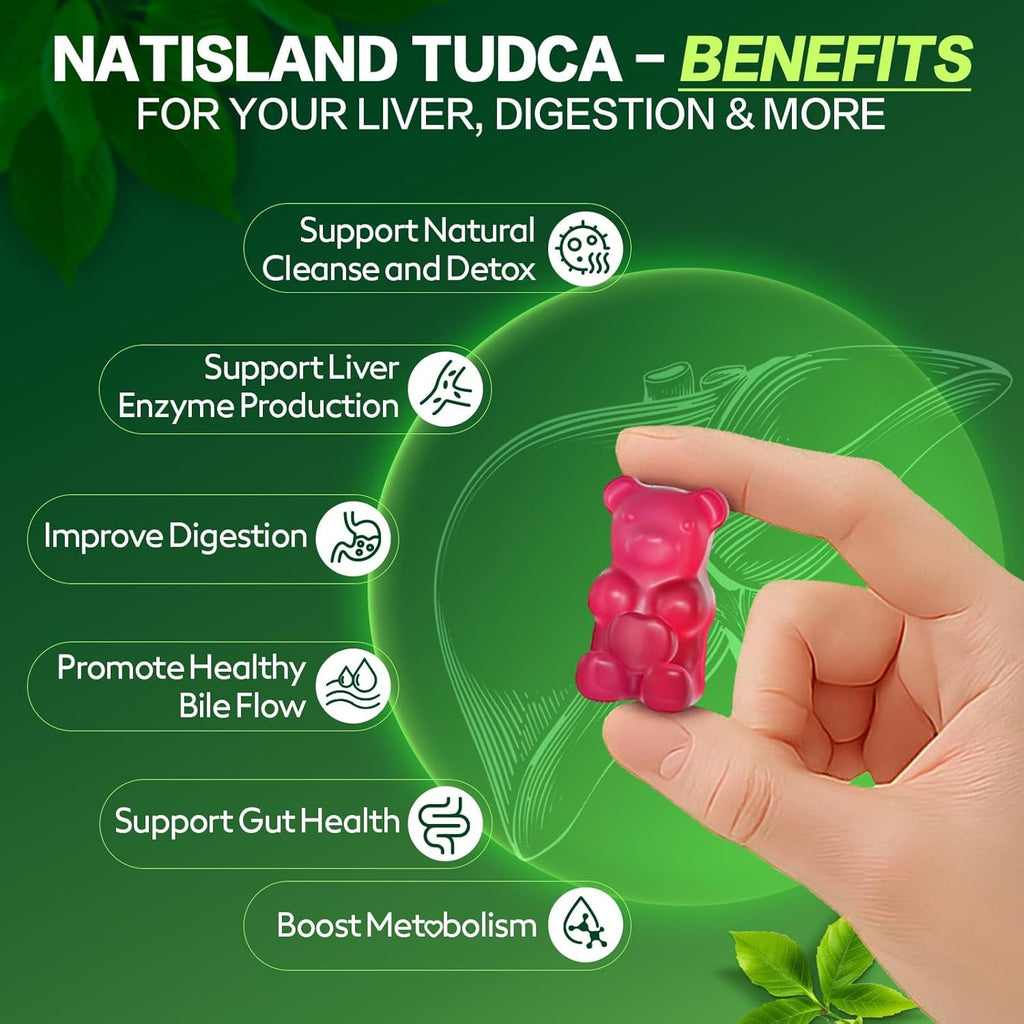 TUDCA 1000Mg Gummies, TUDCA Milk Thistle for Liver Support, with NAC, Artichoke Extract for Liver Cleanse Detox & Repair, Healthy Bile Flow & Digestion, Sugar Free Mixed Berry Flavor, 60 CT