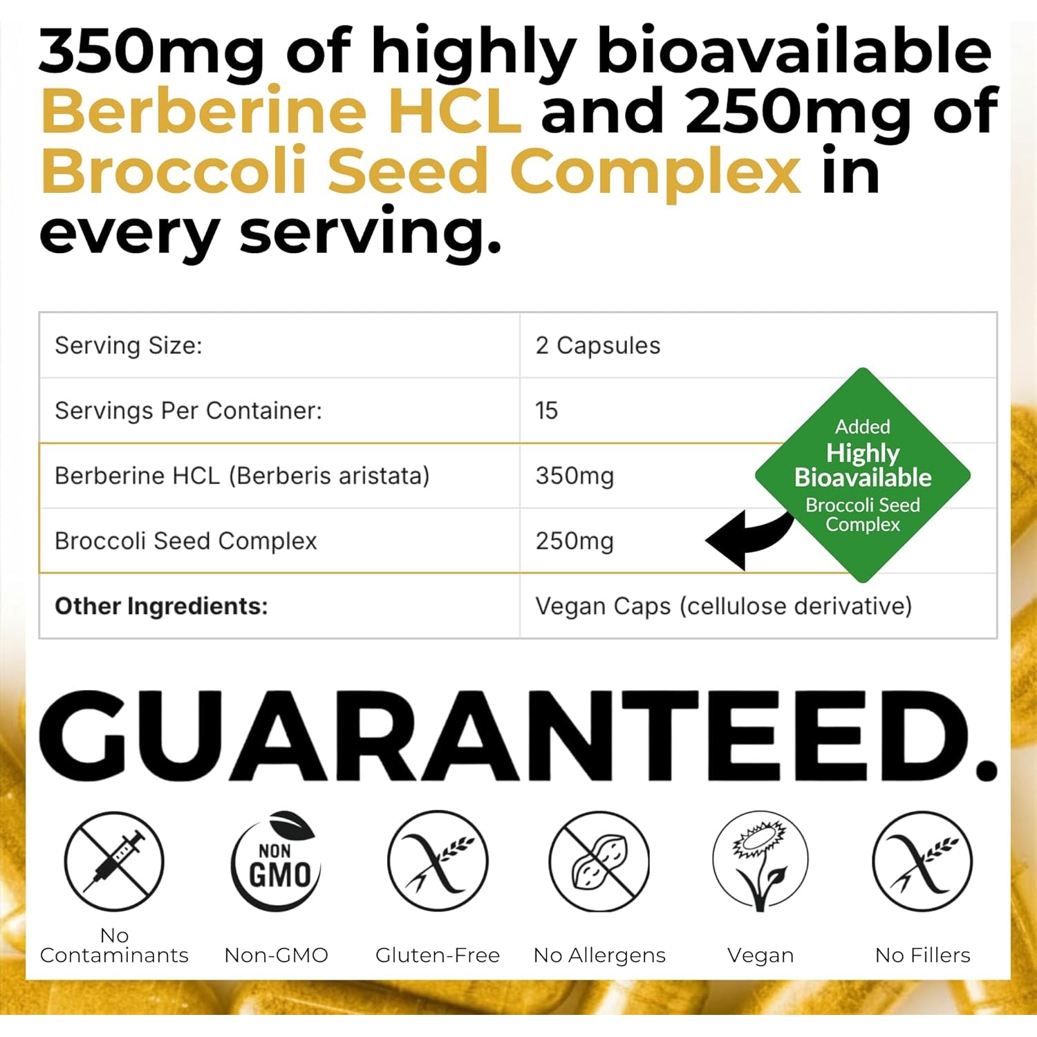 Mara Labs Berbelite | 350Mg Berberine HCL & Broccoli Seed Complex for Increase Bioavailability | 30 Vegan Capsules