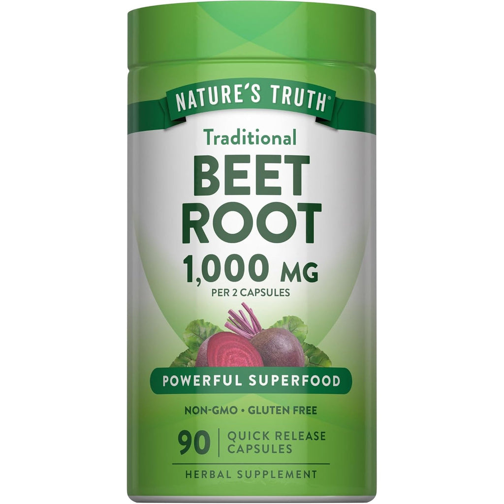 Nature'S Truth Beet Root Capsules | 1000Mg | 90 Pills | Herbal Extract | Gluten Free & Non-Gmo Supplement