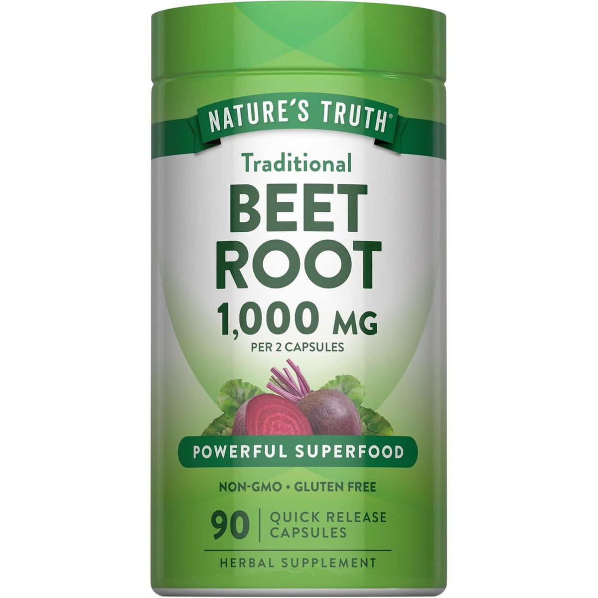 Nature'S Truth Beet Root Capsules | 1000Mg | 90 Pills | Herbal Extract | Gluten Free & Non-Gmo Supplement