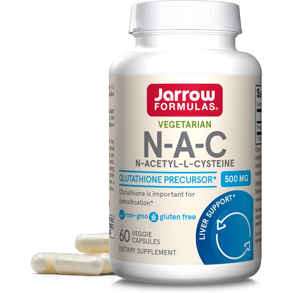 Jarrow Formulas® N-A-C 500 Mg, Dietary Supplement, Antioxidant Support for Liver Health, 60 Veggie Capsules, 60 Day Supply