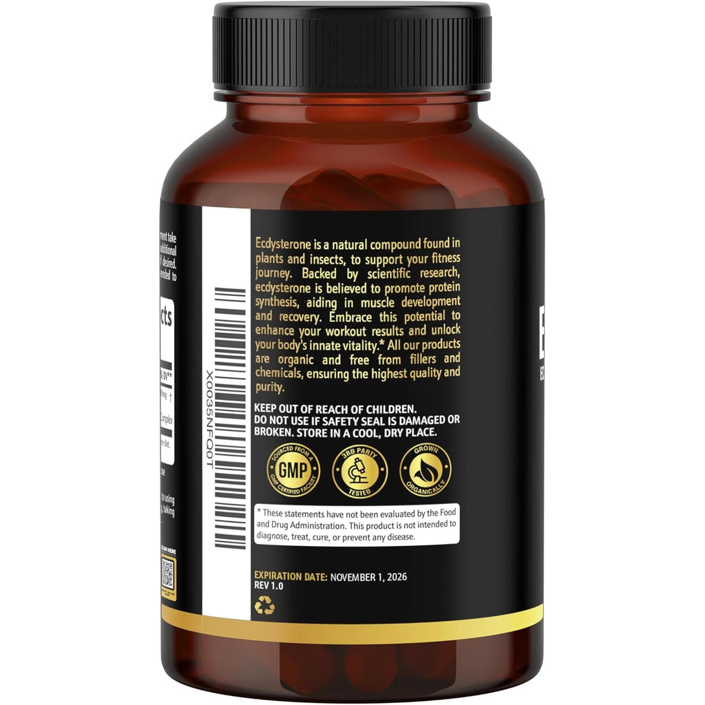 Earth Elixir Ecdysterone Supplements 900Mg (180Capsules) – Made in USA - Muscle Building Supplements for Men W/ 95% Beta Ecdysterone W/Hydroxypropyl-Β-Cyclodextrin for Enhanced Bioavailability