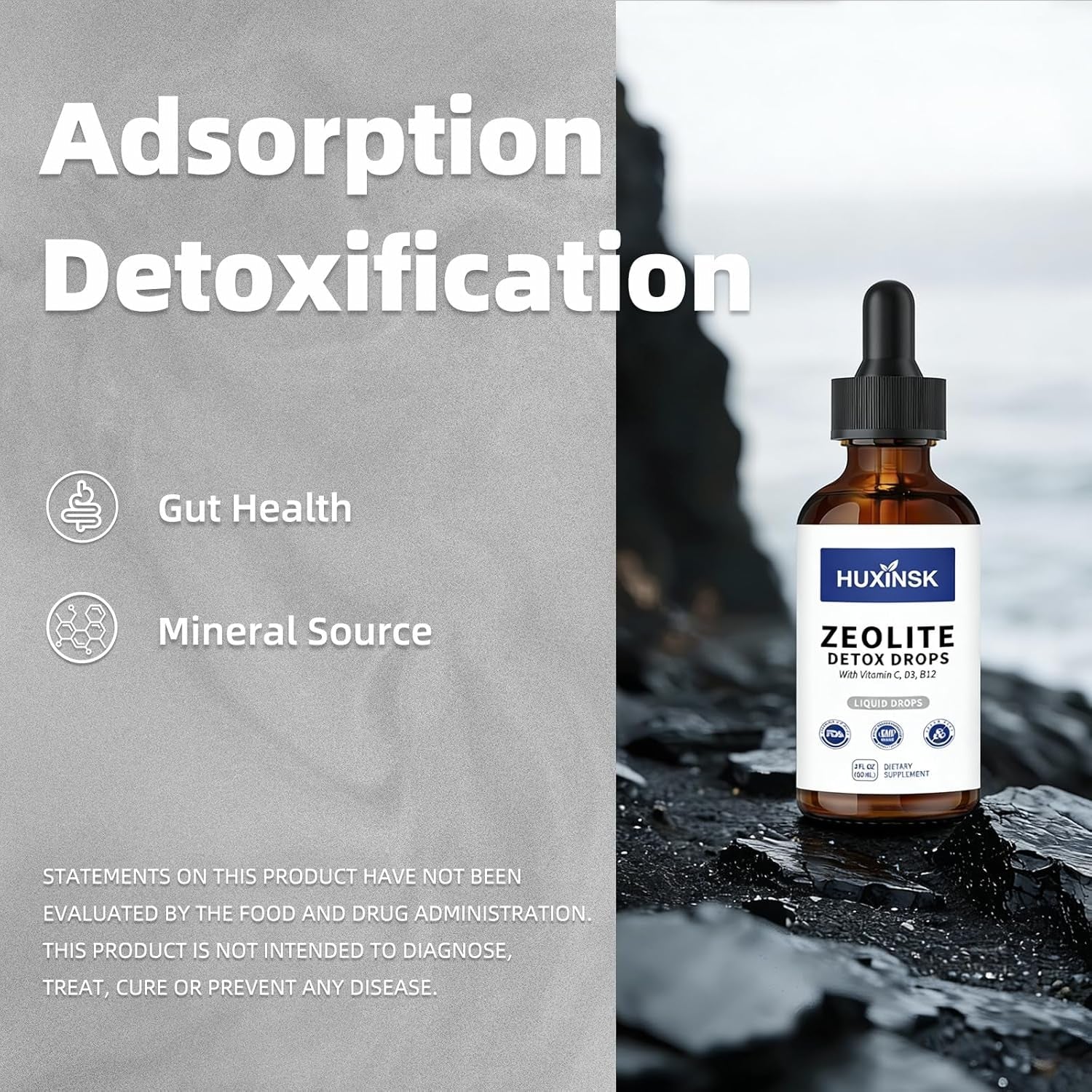 Pure Liquid Zeolite Drops | High-Absorption Clinoptilolite Formula | Promotes a Healthy Internal Environment | All-Natural, Vegan, Made in USA