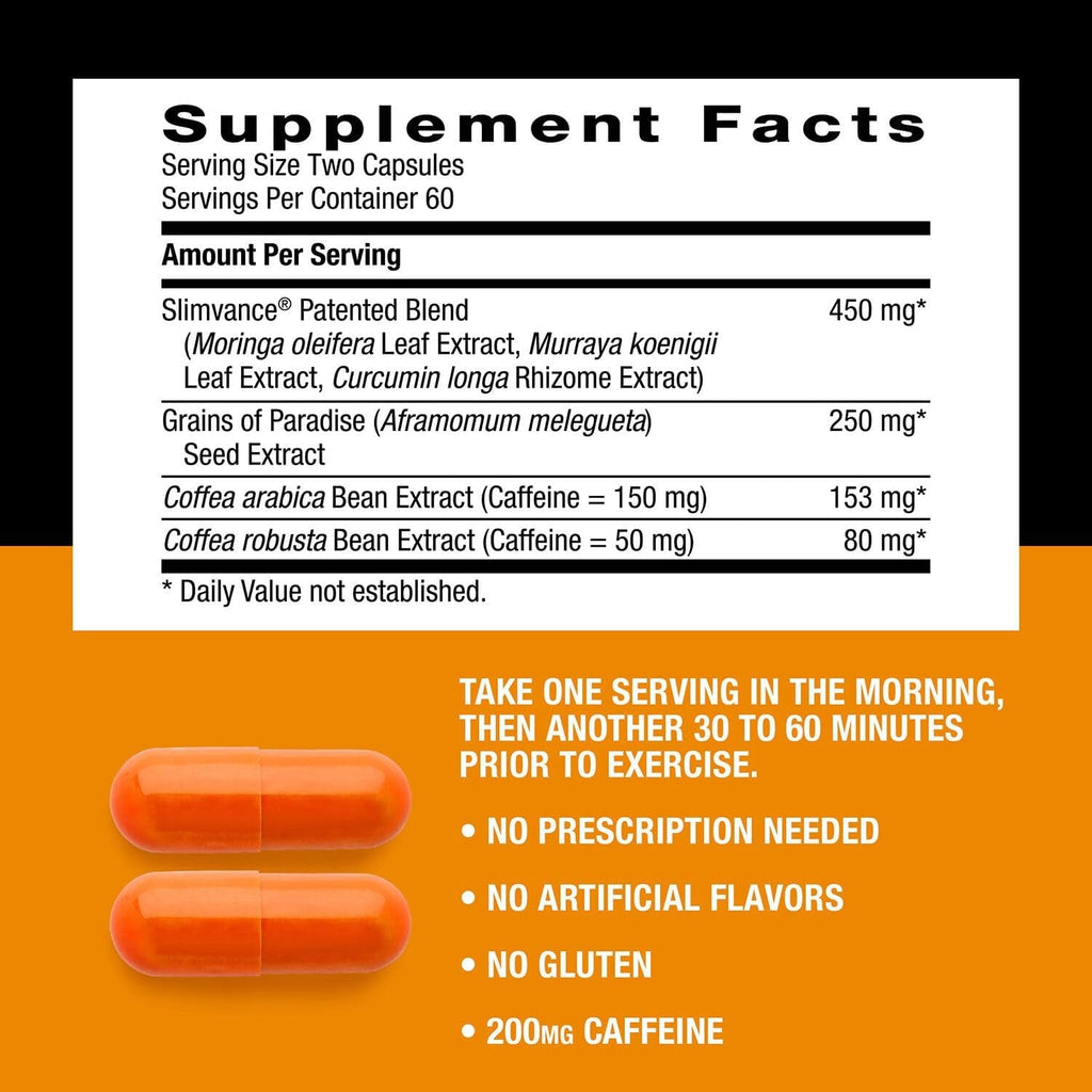 Slimvance XP Metabolism Igniter, Botanical Diet Support, Advanced Thermogenic, Burn More Calories, Weight & Fat Loss, Energy, Focus, for Men & Women, Proven Ingredients & Caffeine, 120 Count, 30 SVG